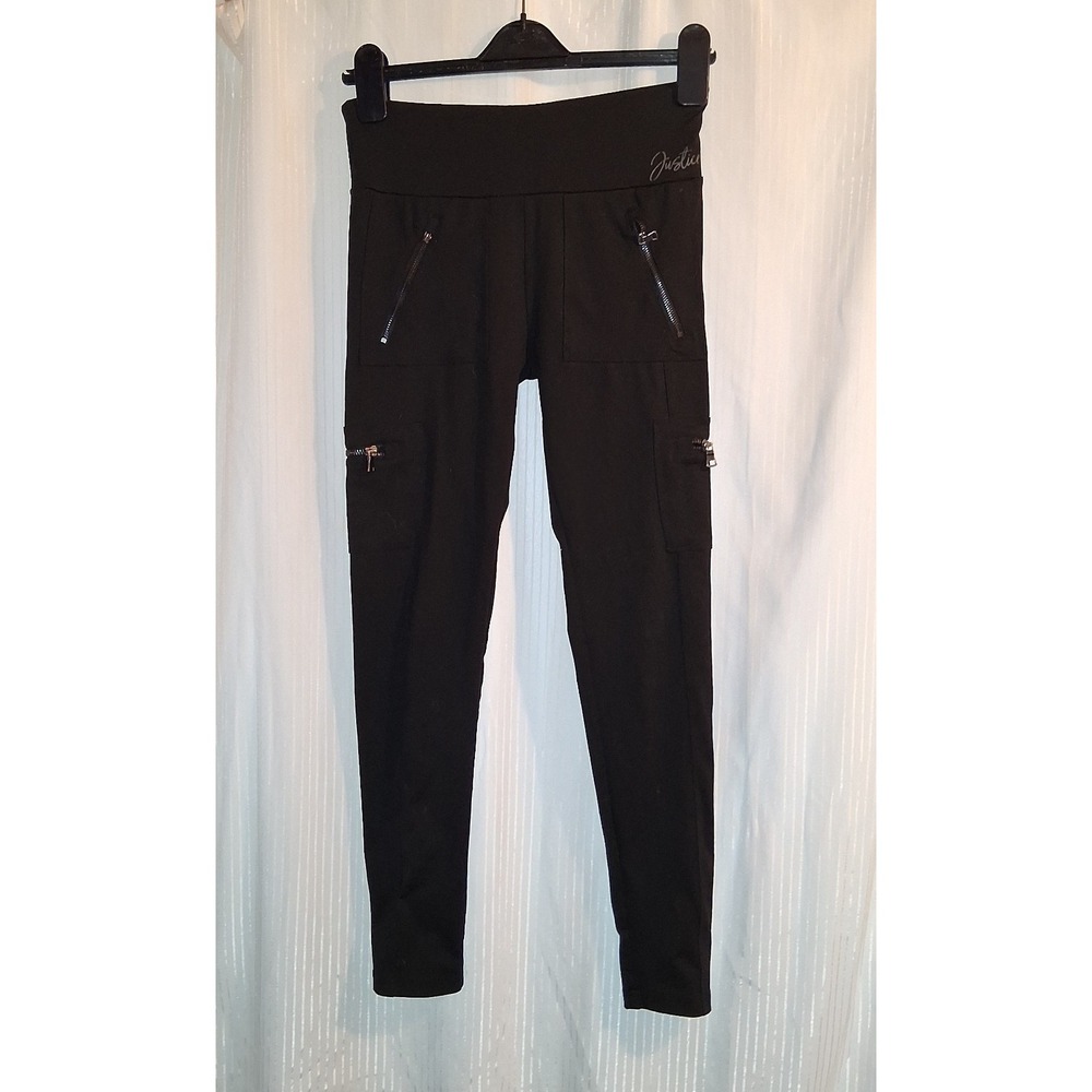 Justice Girls Black Cargo Legging‎ Pull On Elastic Waist Size 14/16